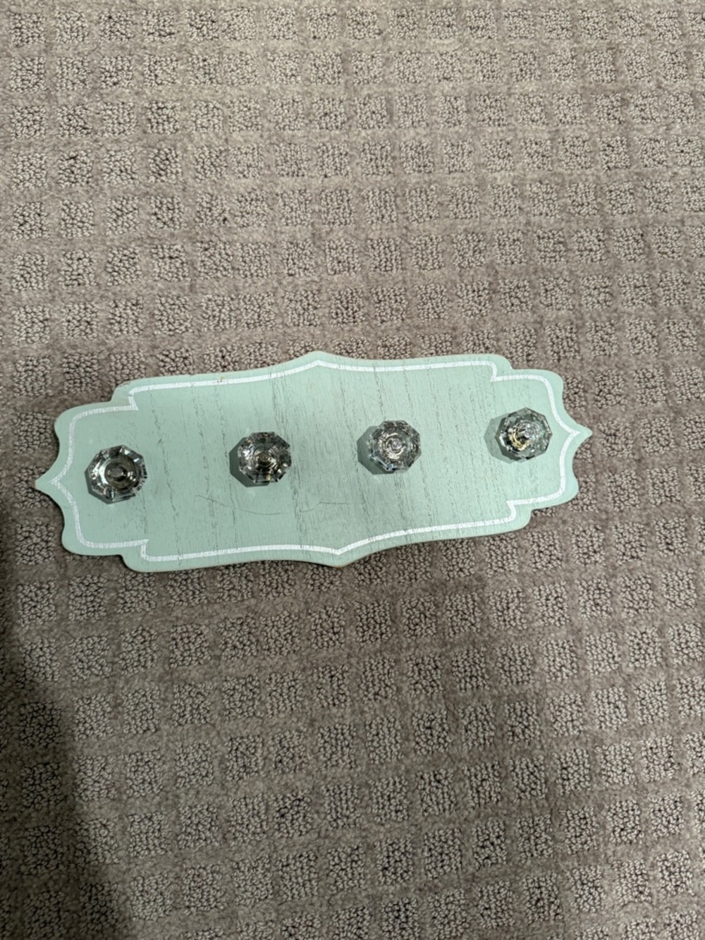 Mint Green Wall Hook Rack with Crystal Knobs